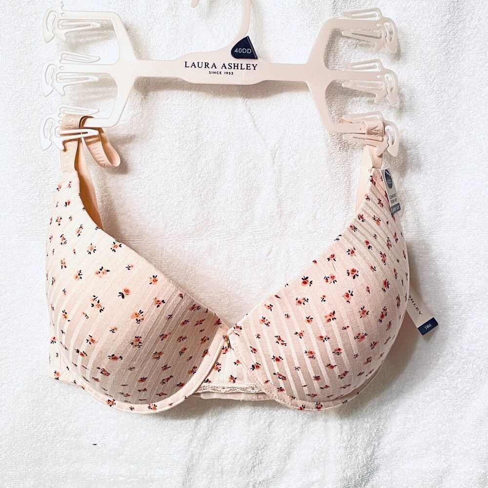 NWT 3 Laura Ashley 42D Comfort Push Up Soft Floral Cream Grey Underwire Bras - Picture 4 of 16